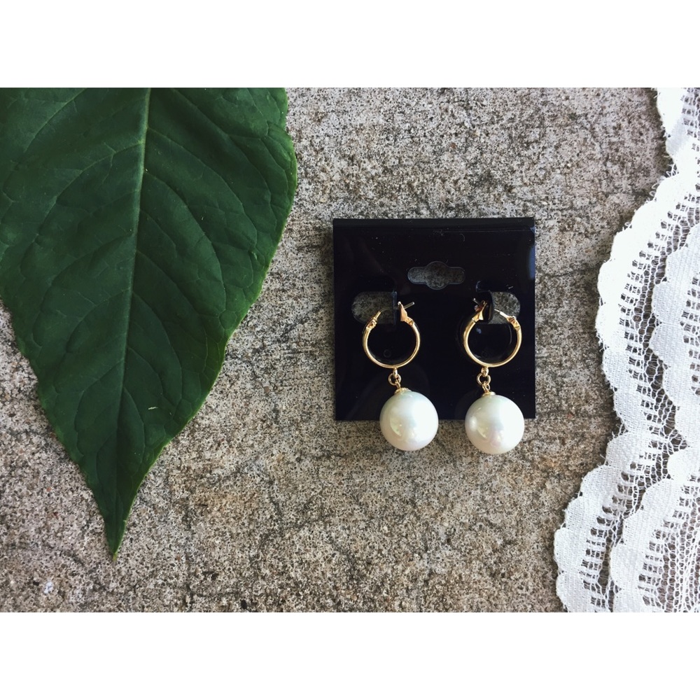 ASOS Pearl Drop Hoop Earrings